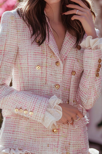 Light Pink Long Sleeve Garden Party Dress with Ruffles